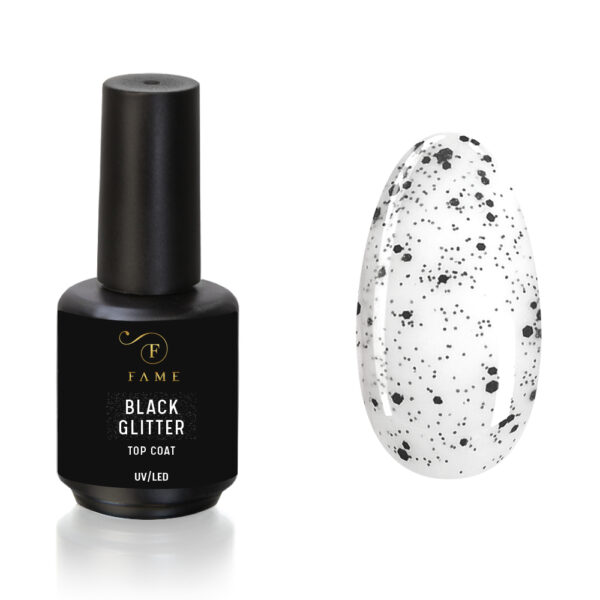 Black Glitter Top Coat – 15 ml